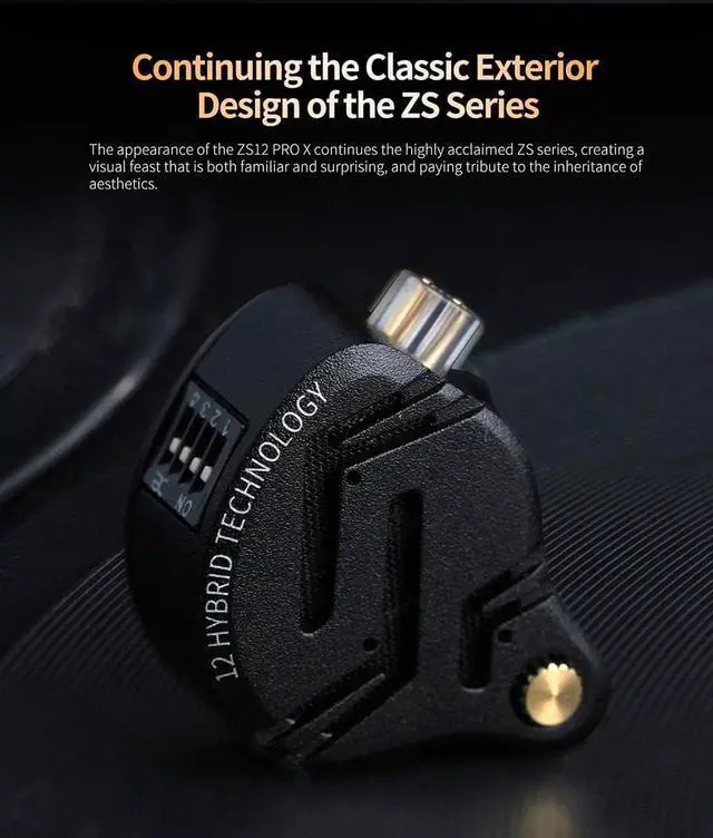 Alt view image 4 of 7 - KZ ZS12 PRO X in Ear Monitor with Adjust Tuning Switch Earphone,KZ ZS10 PRO X Upgraded Version 1DD+5BA HiFi Wired Earbuds Noise Cancelling Earphone with Full Metal Cavity for Musicians/Singers