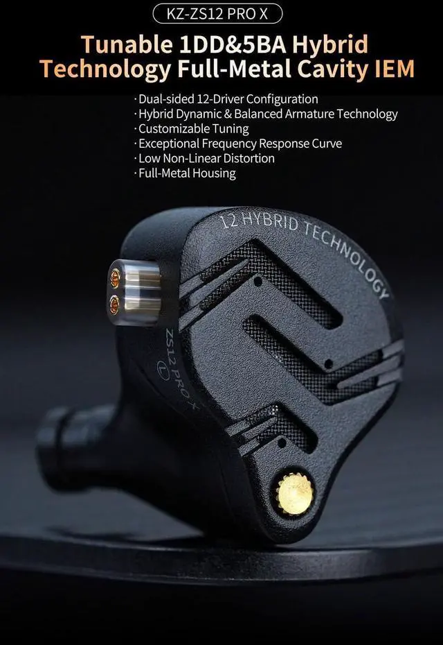 Alt view image 5 of 7 - KZ ZS12 PRO X in Ear Monitor with Adjust Tuning Switch Earphone,KZ ZS10 PRO X Upgraded Version 1DD+5BA HiFi Wired Earbuds Noise Cancelling Earphone with Full Metal Cavity for Musicians/Singers