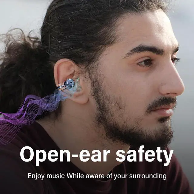 Alt view image 3 of 7 - Open Ear Headphones Wireless Bluetooth Clip on Wireless Earbuds Bluetooth Workout Headphones for Men, 56Hrs Charging case IPX5 Waterproof Wireless Earbuds Running for iPhone (Blue)