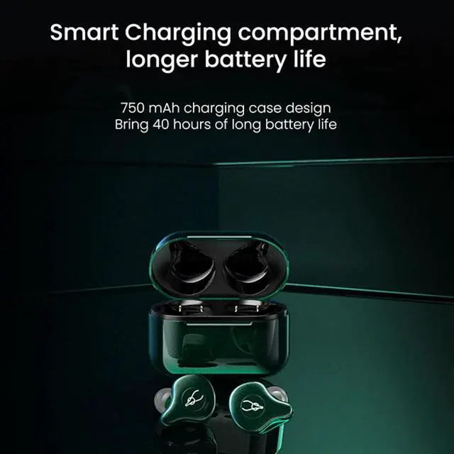 Alt view image 5 of 6 - Sabbat E12 Glaze Series 2025 New Ultra Noise Cancelling Wireless Earbuds Blutooth 5.2 HIFI Stereo In-Ear headphones with Built-in Mic and Wireless Charging Case suitable for IOS, Android(Aurora Green)
