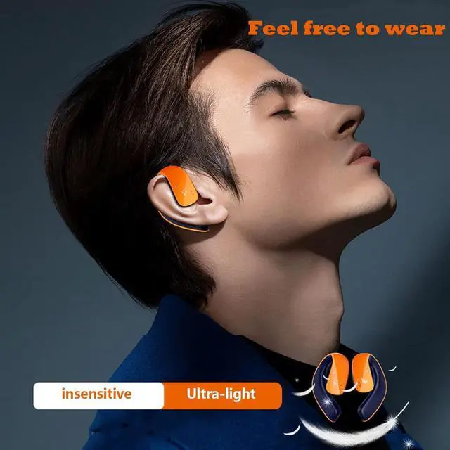 Alt view image 3 of 7 - Wireless Over Open Ear Headphones with Earhooks Bluetooth Bone Conduction Headphones Over The Ear Wireless Earbuds for Sport Bluetooth Bone Conduction Headset Earbuds Induction Earphones