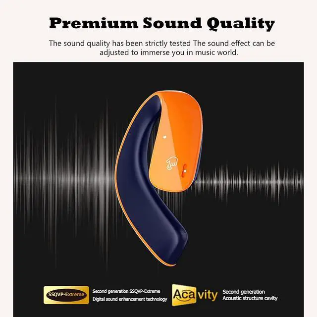 Alt view image 5 of 7 - Wireless Over Open Ear Headphones with Earhooks Bluetooth Bone Conduction Headphones Over The Ear Wireless Earbuds for Sport Bluetooth Bone Conduction Headset Earbuds Induction Earphones