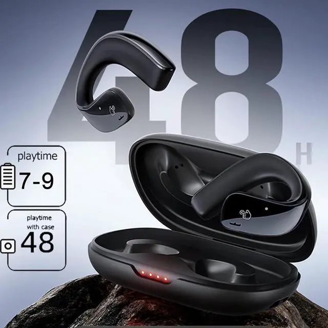 Alt view image 7 of 7 - Wireless Over Open Ear Headphones with Earhooks Bluetooth Bone Conduction Headphones Over The Ear Wireless Earbuds for Sport Bluetooth Bone Conduction Headset Earbuds Induction Earphones