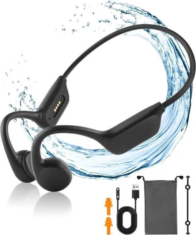 Main image of Bone Conduction Headphones - Swimming, Wireless Bluetooth, MP3 Mode 2 in 1, 10 H Battery Power, Fast Charging, IPX8 Waterproof for Sports