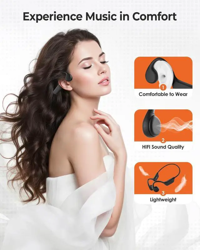 Alt view image 4 of 7 - Bone Conduction Headphones - Swimming, Wireless Bluetooth, MP3 Mode 2 in 1, 10 H Battery Power, Fast Charging, IPX8 Waterproof for Sports