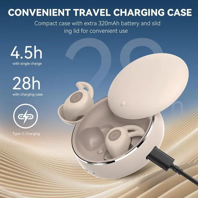 Alt view image 5 of 6 - Sleepals Micro Sleep Earbuds for Side Sleepers, Sleep Headphones with Noise Reduction, Soft and Snug Fit Overnight, Slim and Light, 28hr Play with Travel Charging Case (Off-White)