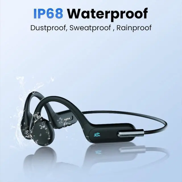 Alt view image 4 of 7 - Bone Conduction Headphones, Wireless Open-Ear Headphones Bluetooth 5.3 MP3 Play Built-in 32GB Memory, IPX8 Waterproof Sports for Workout Swimming Running, Black