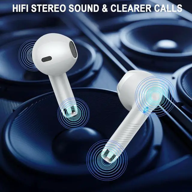Alt view image 3 of 7 - Jxrev Wireless Earbuds, Bluetooth 5.4 Earbuds Stereo Bass, Bluetooth Headphones in Ear Noise Cancelling Mic, Sports Earphones IP7 Waterproof USB C, 40H Playtime Mini Charging Case Ear Buds Gray