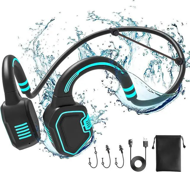 Main image of Bone Conduction Headphones Swimming Headphone - IP68 Waterproof Open Ear Headphones with MP3 Play 32G Memory Inductive Wireless Bluetooth Sports Headset for Running Swimming (Blue)
