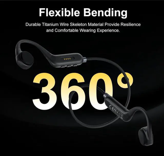 Alt view image 6 of 7 - Open-Ear Bone Conduction Headphones - Bluetooth 5.3 Wireless Headphones with Mic, IPX8 Waterproof, 12H Playtime, Lightweight Sport Headset for Running/Cycling