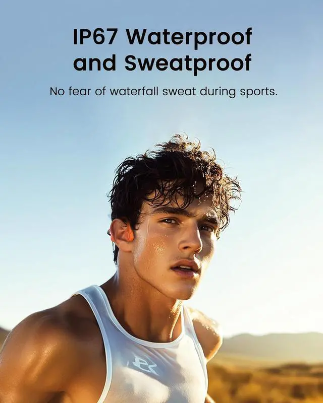 Alt view image 3 of 6 - Aerra Bone Conduction Sport Headphones, IP67 Waterproof Workout Earphones, Open-Ear, Wireless Bluetooth with Mic, Secure and Comfortable for Running and Cycling, Black