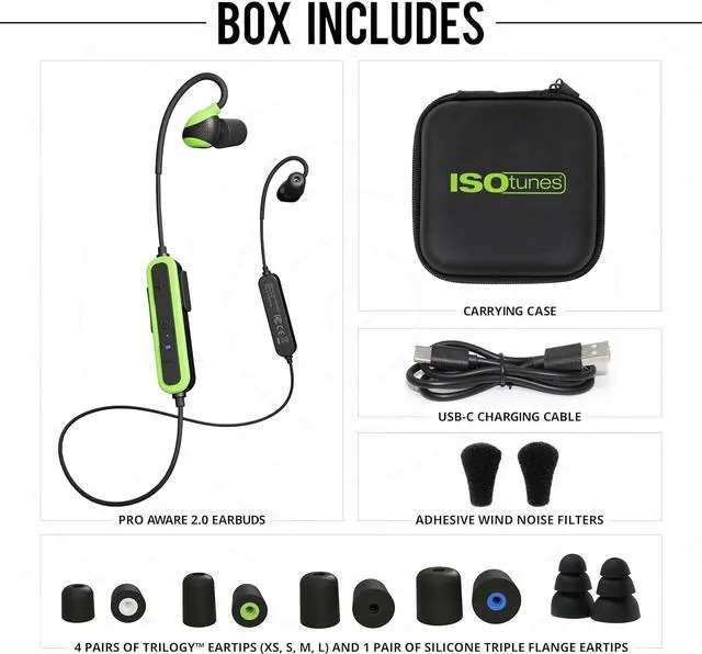 Alt view image 2 of 6 - ISOtunes PRO Aware 2.0: Bluetooth Hearing Protection Earbuds with Audio Passthrough for Situational Awareness, IP67 Water and Dust Proof, 26 dB NRR Rating, 15 Hour Battery, High Fidelity Audio
