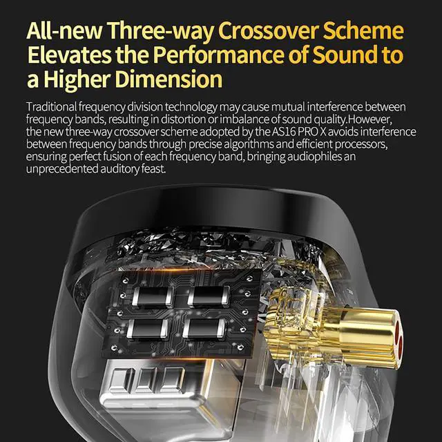 Alt view image 5 of 7 - KZ AS16 PRO X in Ear Monitor Headphones HiFi Gaming Earbuds 16BA Balanced Armature Drivers IEM Earphones for Musicians Singers Audiophile Dj Drummers