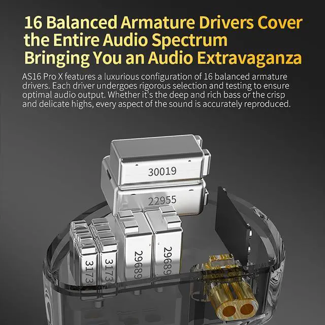 Alt view image 3 of 7 - KZ AS16 PRO X in Ear Monitor Headphones HiFi Gaming Earbuds 16BA Balanced Armature Drivers IEM Earphones for Musicians Singers Audiophile Dj Drummers