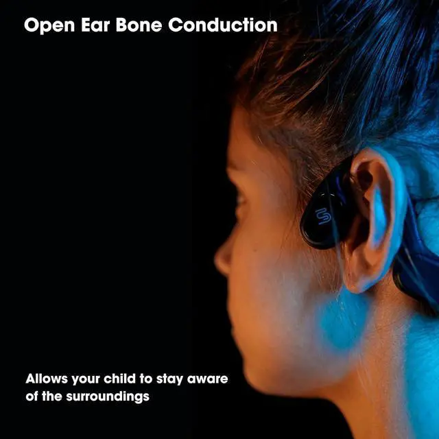 Alt view image 3 of 6 - FlowMotion Versa Kids Open-Ear Black Headphones for Kids, Bone Conduction Headphones, Internal Storage 32G MP3 Player, Wireless, Bluetooth, Waterproof