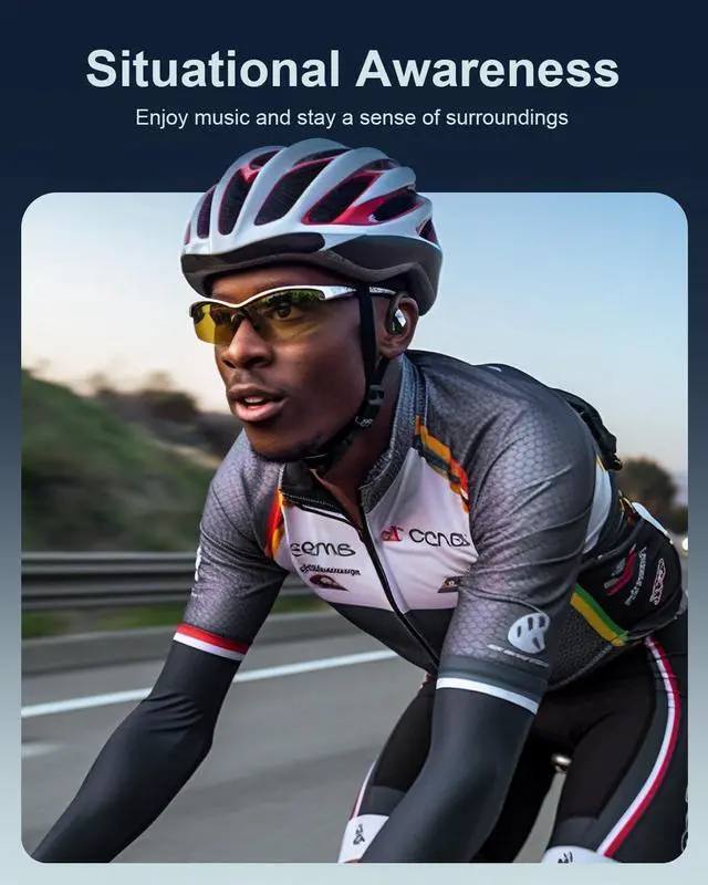 Alt view image 4 of 7 - Open Ear Headphones Wireless Bluetooth 5.3, Open Ear Earbuds with Dual 16.2mm Dynamic Drivers 60 Hours Playtime Waterproof Sport Earbuds Compatible with iPhone Android TV