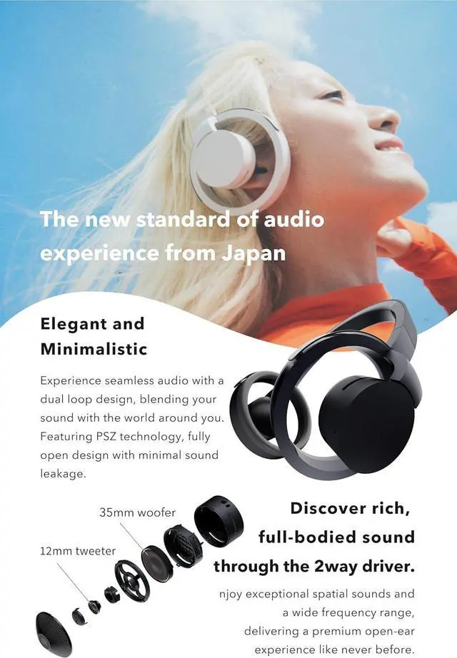 Alt view image 3 of 6 - nwm ONE Wireless Open-Ear Headphones | Prevents Sound Leakage with PSZ Technology (Bone Conduction Alternative) | Bluetooth 5.3 | Multipoint | 20-Hour Battery Life with Microphone | Dark Gray