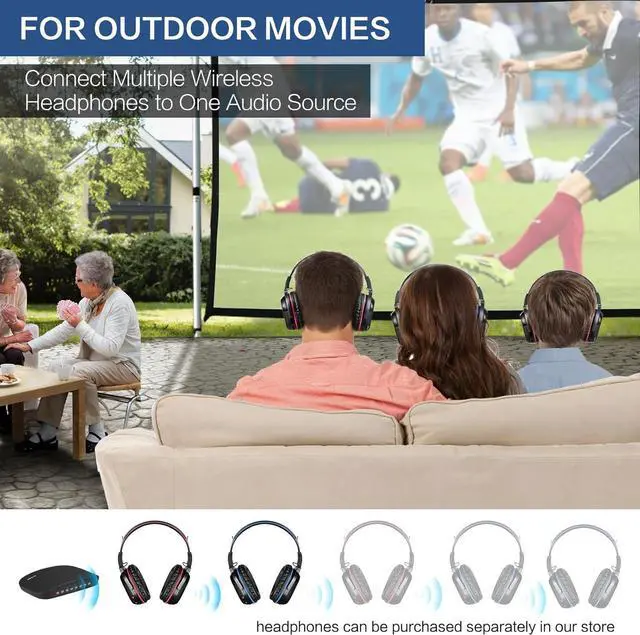 Alt view image 5 of 7 - SIMOLIO Dual Wireless Headphones for TV with Transmitter, 2 Channel IR TV Headphones for Home Theater/Outdoor Movie/Car DVD, Tone Control & Optical/RCA/AUX Support, Plug N Play, No Audio Delay