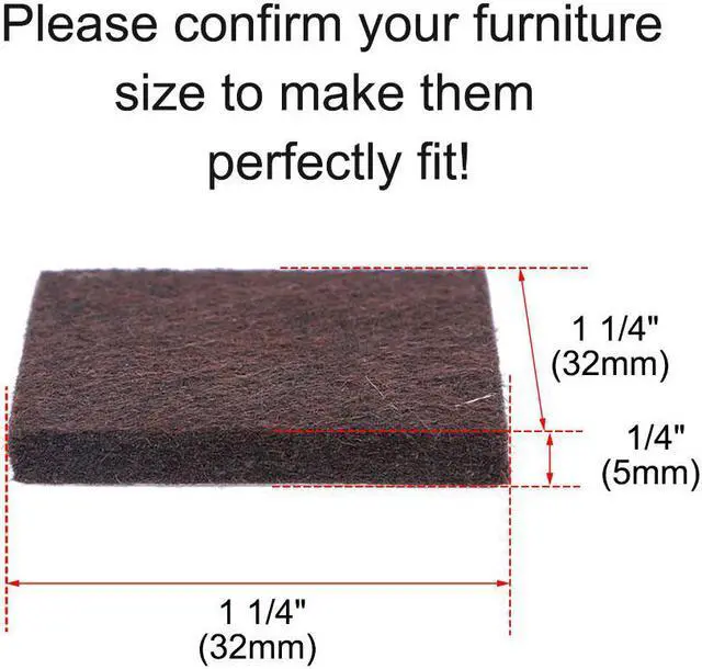 Alt view image 2 of 7 - 32pcs Furniture Pads Square 1 1/4" Self-stick Anti-scratch Felt Pads Reduce Noise for Chair Feet Floor Protector Brown