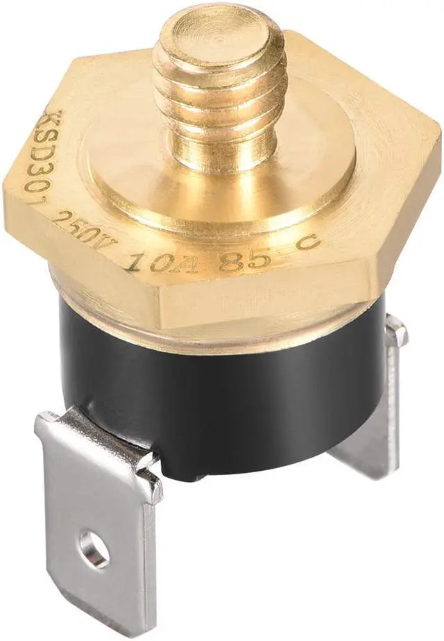 Main image of KSD301 Thermostat, Temperature Control Switch 85°C Copper M6 Normally Closed N.C 10A