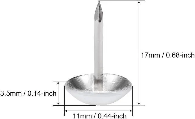 Alt view image 3 of 4 - Upholstery Nails Tacks 11mm White Round Head 17mm Length Thumb Push Pins 100 Pcs