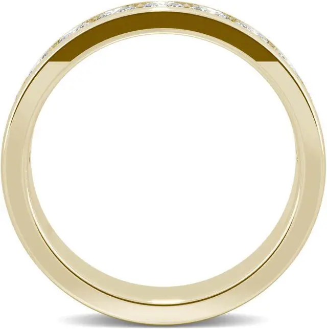 Alt view image 3 of 7 - 14K Yellow Gold Moissanite by Charles & Colvard 3mm Round Wedding Band-size 8 1.10cttw DEW