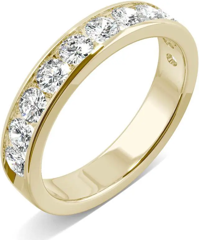 Alt view image 2 of 7 - 14K Yellow Gold Moissanite by Charles & Colvard 3mm Round Wedding Band-size 8 1.10cttw DEW