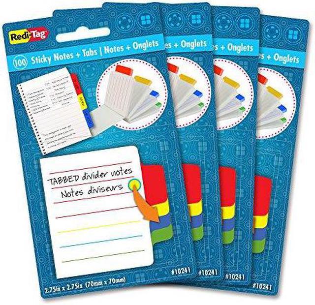 Redi-tag Sticky Notes with Tabs 4Wx4Lx2H 4/PK Multi 10246 