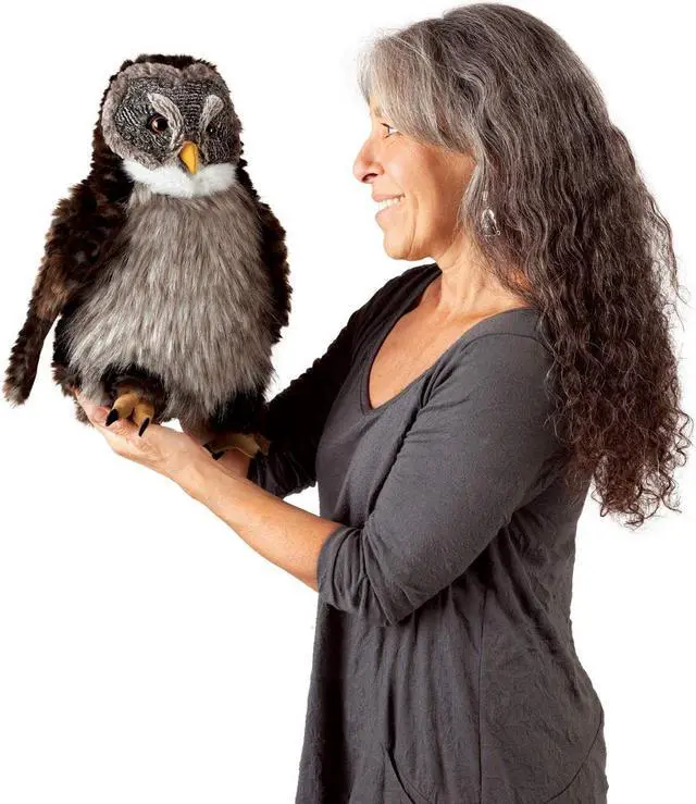 Alt view image 3 of 4 - Folkmanis Hooting Owl Hand Puppet, 16"