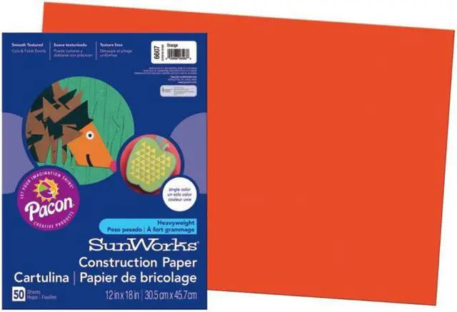 Alt view image 2 of 5 - Sunworks Construction Paper, 58lb, 12 X 18, Orange, 50/Pack 6607