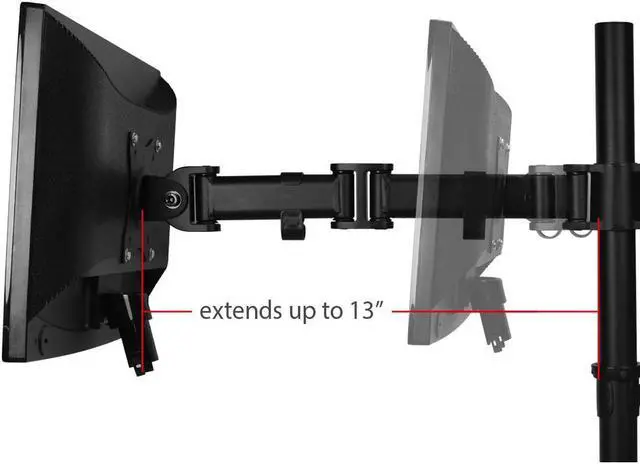 Alt view image 4 of 16 - SIIG Articulated Freestanding Dual Monitor Desk Stand - 13"-27"