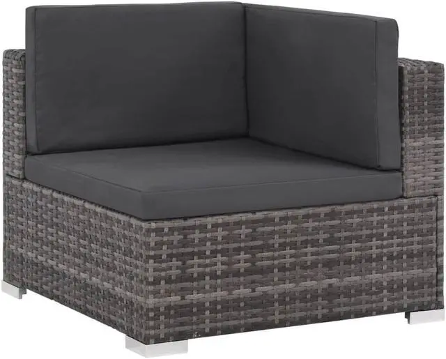 Alt view image 6 of 10 - vidaXL 6 Piece Garden Lounge Set with Cushions Poly Rattan Gray
