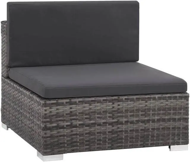 Alt view image 7 of 10 - vidaXL 6 Piece Garden Lounge Set with Cushions Poly Rattan Gray