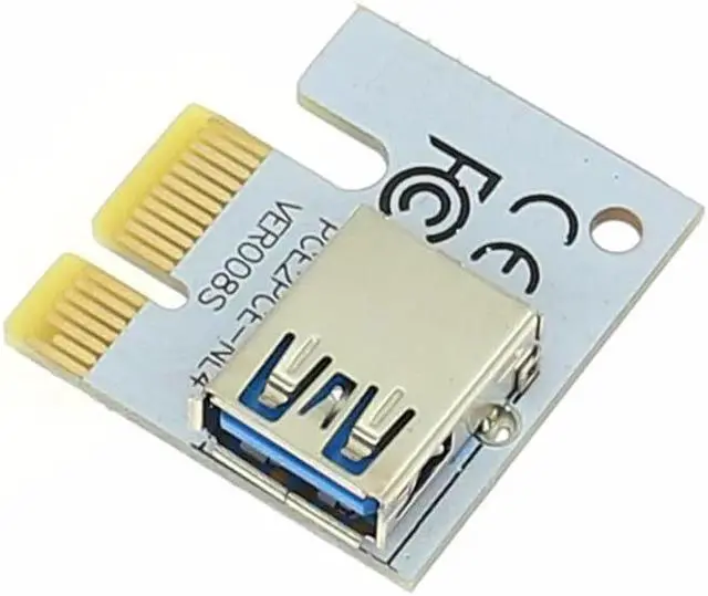 Alt view image 5 of 6 - 008S PC PCIe PCI-E PCI Express Riser Card 1x to 16x USB 3.0 Data Cable SATA to 4Pin IDE Molex Power Supply for BTC Miner Machine