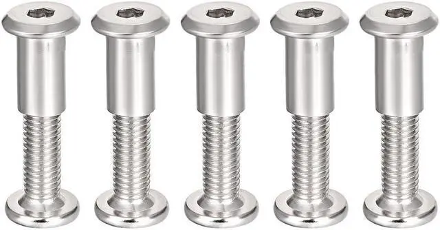 Main image of Hex Socket Screw Post Binding Leather Fastener, M8x30mm, Carbon Steel Nickel Plated, 5 Sets