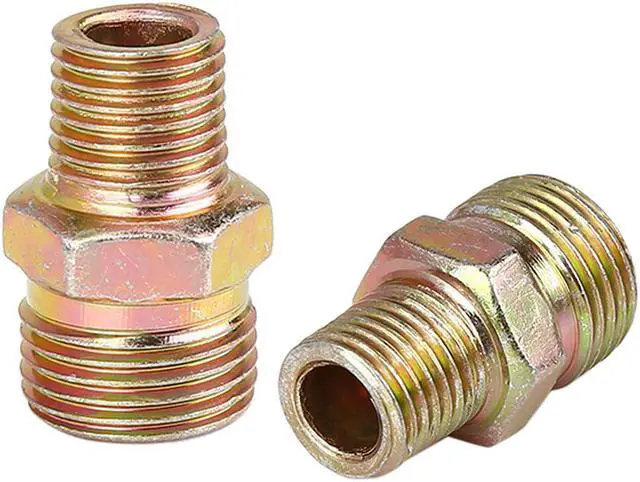 Alt view image 2 of 5 - 2pcs 1/4" NPT Pipe to M18x1.5mm Male Straight Air Hose Fitting Connector Adapter
