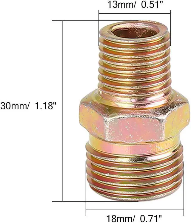 Alt view image 5 of 5 - 2pcs 1/4" NPT Pipe to M18x1.5mm Male Straight Air Hose Fitting Connector Adapter