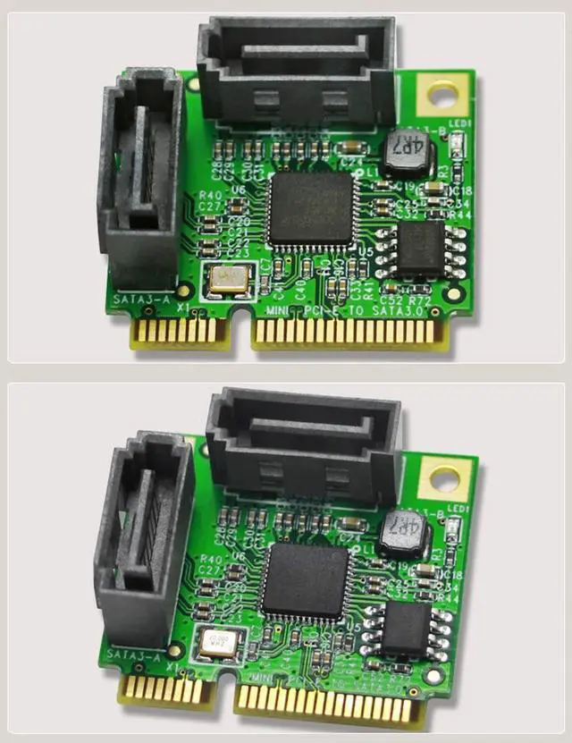 Alt view image 3 of 6 - Sale Mini PCI E to SATA Expansion Card 2 Port SATA3.0 HDD 6Gbps Mini PCI E SATA HDD SSD Adapter Convert Card ASM1061 Chipset
