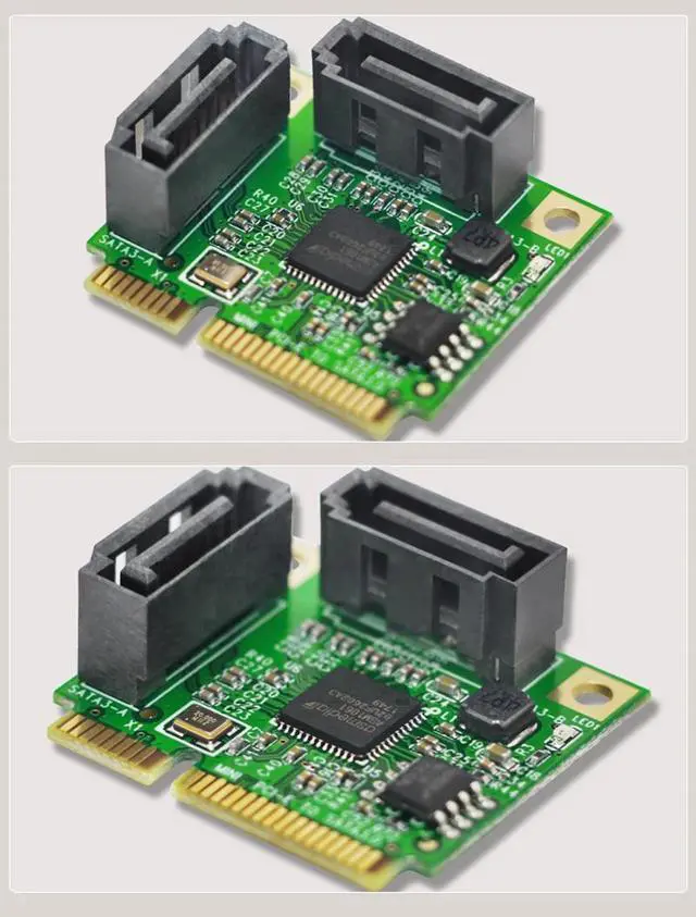 Alt view image 4 of 6 - Sale Mini PCI E to SATA Expansion Card 2 Port SATA3.0 HDD 6Gbps Mini PCI E SATA HDD SSD Adapter Convert Card ASM1061 Chipset