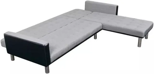 Alt view image 9 of 12 - vidaXL Sofa Bed Convertible Sleeper Sectional Sofa Bed Fabric Black and Gray