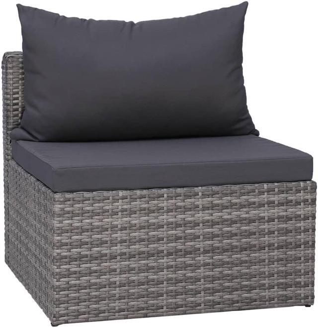 Alt view image 7 of 7 - vidaXL 3 Piece Garden Sofa Set with Cushions Gray Poly Rattan