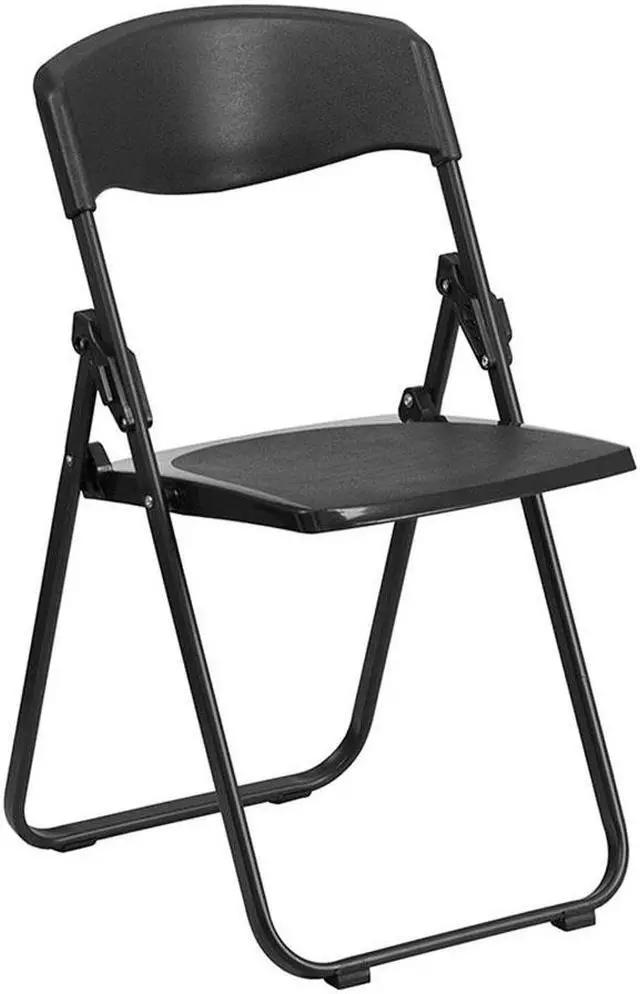 Alt view image 6 of 20 - 2 Pk. HERCULES Series 880 lb. Capacity Heavy Duty Black Plastic Folding Chair with Built-in Ganging Brackets