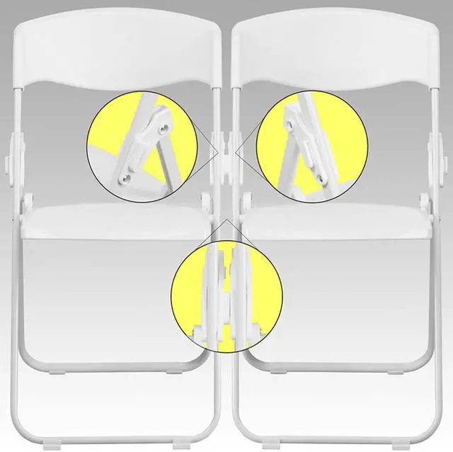 Alt view image 13 of 20 - 2 Pk. HERCULES Series 880 lb. Capacity Heavy Duty White Plastic Folding Chair with Built-in Ganging Brackets