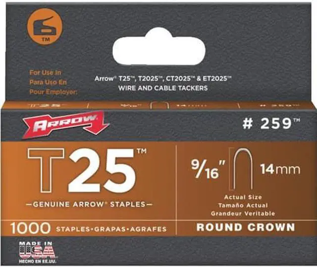 Alt view image 5 of 11 - Arrow Fastener 259 T25 9/16 Inch (14mm) Staples, 1000/Pk