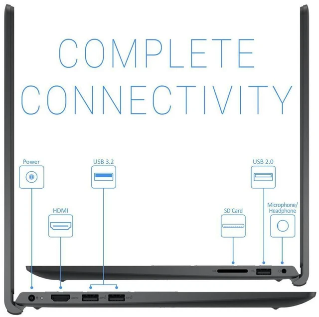 Alt view image 2 of 7 - Dell Inspiron 3511 Laptop, 15.6" FHD Display, Intel Core i5-1035G1 Upto 4.2GHz, 8GB RAM, 512GB NVMe SSD, HDMI, Card Reader, Wi-Fi, Bluetooth, Windows 11 Home