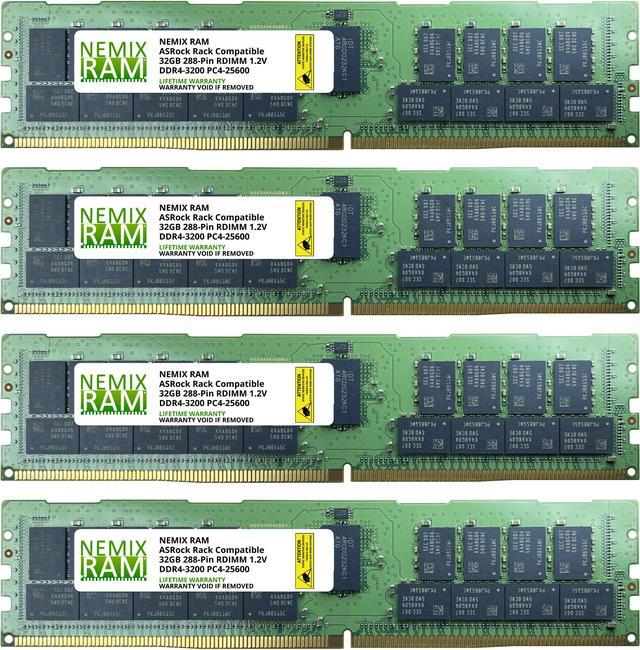 128GB Kit (4 x 32GB) DDR4-3200 PC4-25600 ECC Registered Memory for ASRock  Rack ROMED8-2T AMD EPYC Board by NEMIX RAM