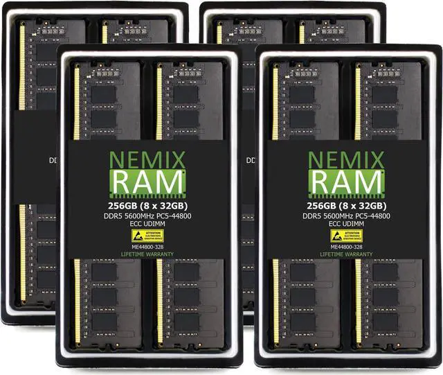 Main image of NEMIX RAM 256GB (8X32GB) DDR5 5600MHZ PC5-44800 1.1V 2Rx8 288-PIN ECC Unbuffered UDIMM KIT