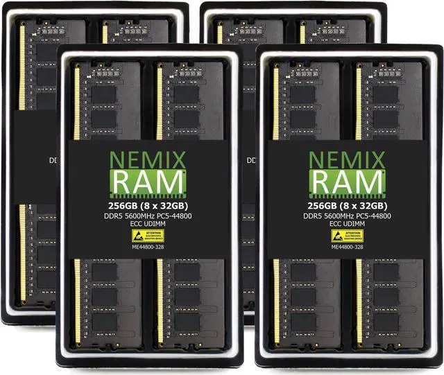 Alt view image 2 of 7 - NEMIX RAM 256GB (8X32GB) DDR5 5600MHZ PC5-44800 1.1V 2Rx8 288-PIN ECC Unbuffered UDIMM KIT