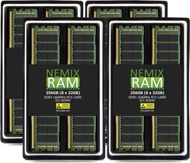 Main image of NEMIX RAM 256GB (8X32GB) DDR3 1600MHZ PC3-12800 4Rx4 1.35V 240-PIN ECC RDIMM Registered Server Memory KIT