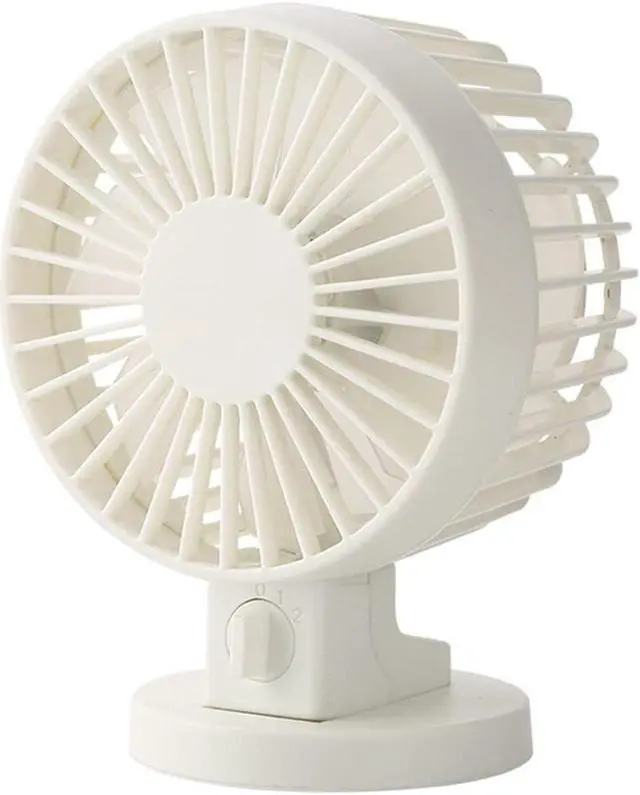 Main image of A.B Crew Stylish Double Blades USB Powered 2-Mode Speed Ultra-Quiet Mini Desk Fan with PU Leather Strap (White)
